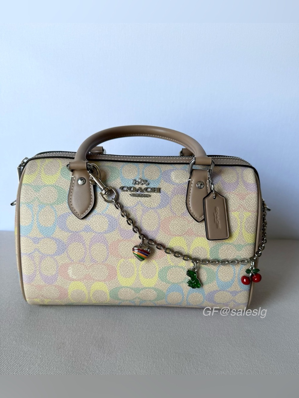 NWT Coach Rowan Satchel Rainbow Signature CDA90 + Gift Set Ready to Gift - Picture 4 of 15